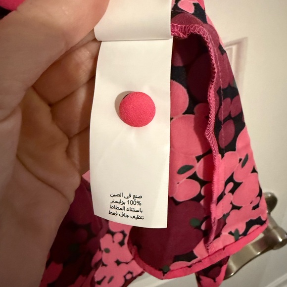 Kate Spade Bubble Dot Smocked Pink and Burgundy Floral Dress Size 8 - Picture 5 of 7